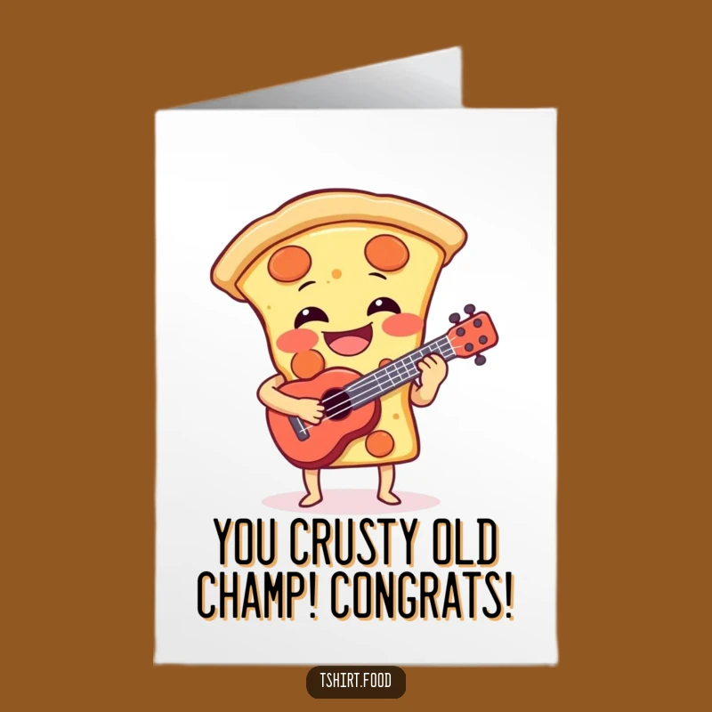 Free Printable Congrats Card: Joyful Pizza Ukulele Player for Your Next Big Achievement