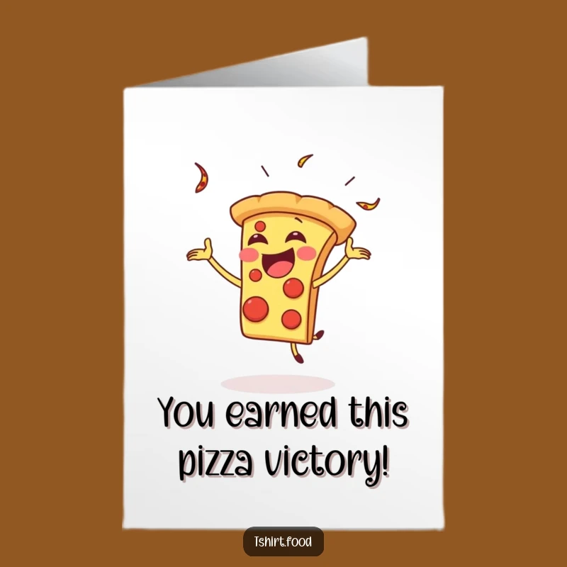 Free Printable Congrats Card: Juggling Pizza Slice for a Cheesy Downloadable Gift