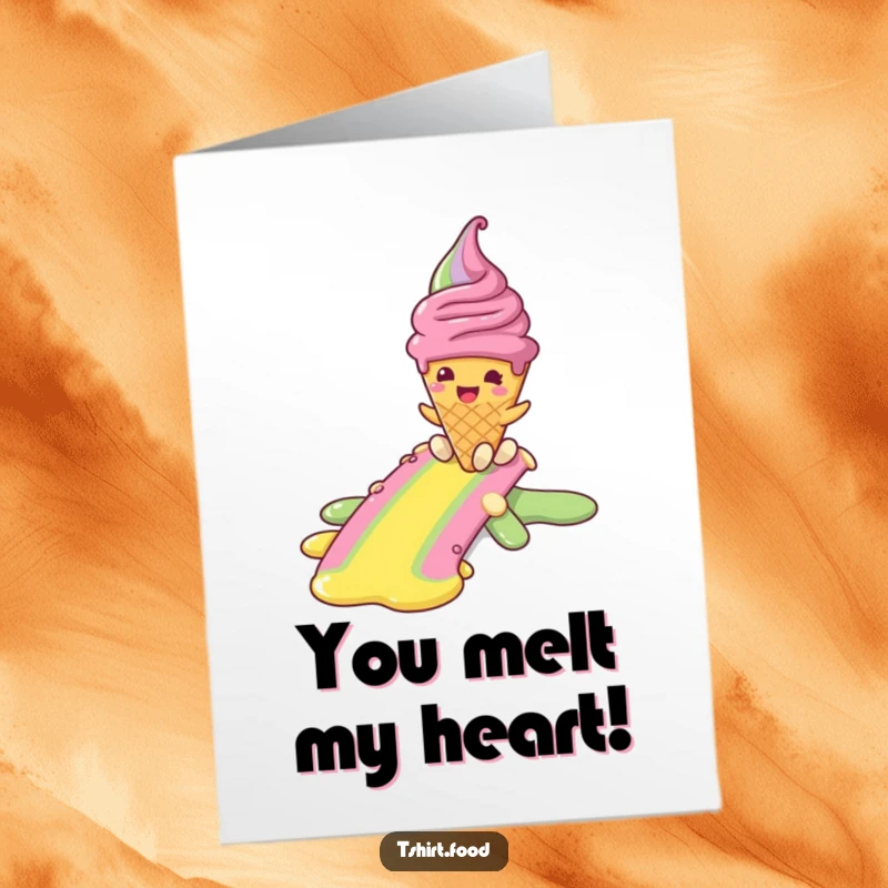 Funny Free Printable Congrats Card: Smiling ice cream cone slides down a rainbow, celebrating a successful achievement with pure joy.