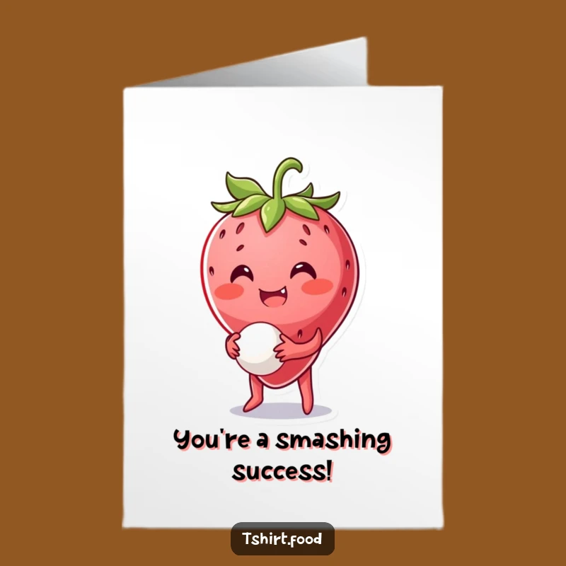 Free Printable Congrats Card: Strawberry Ball Toss - Funny Downloadable Gift!