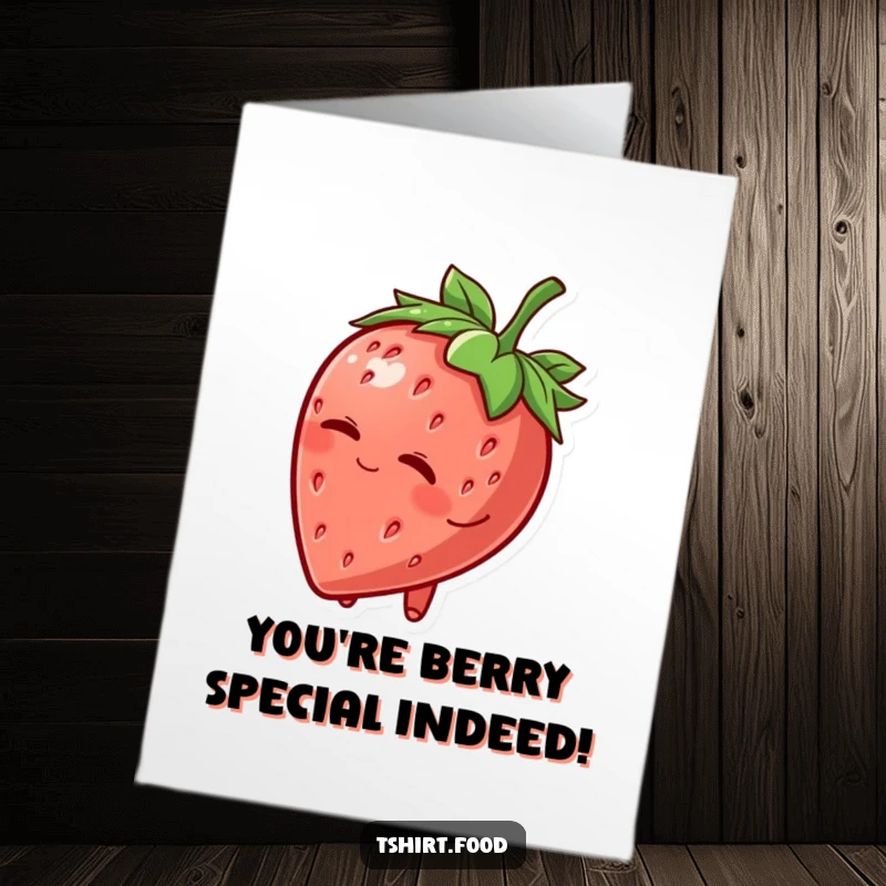 Funny Free Printable Congratulations Card: A strawberry character tipping its hat and winking, celebrating a proud moment.