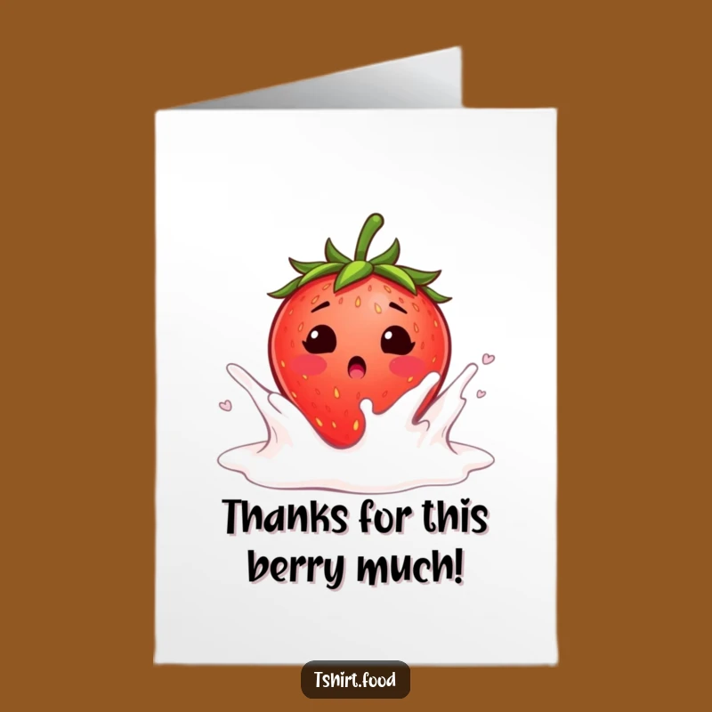 Free Printable Strawberry Thank You Card: Funny Blush Splash DIY