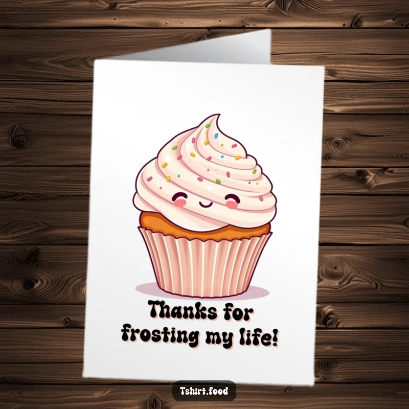Funny Free Printable Thank You Card: A cheerful cupcake character covered in tiny confetti, offering a sweet thank you.