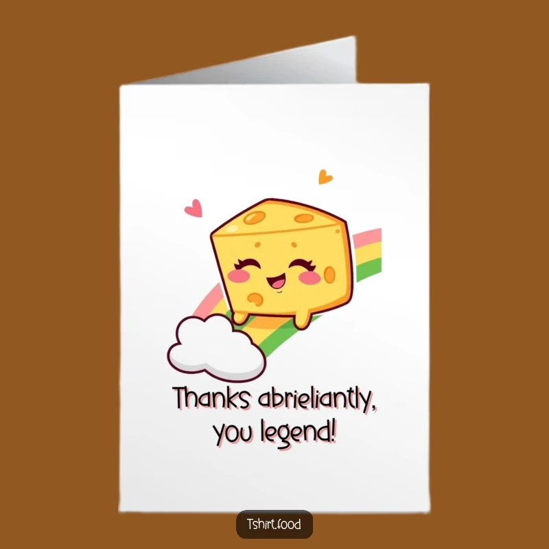 Free Printable Thank You Card: Winking Cheese Rainbow Slide, Humorous Downloadable Greeting