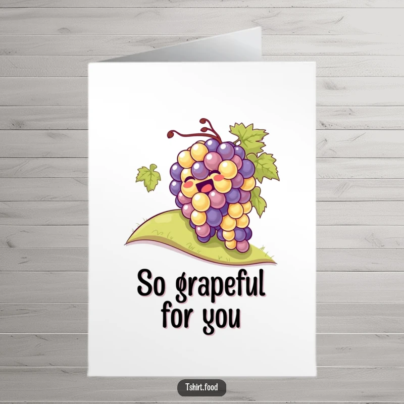 Funny Free Printable Thank You Card: A bunch of grapes giggling as they roll down a hill, expressing thanks.