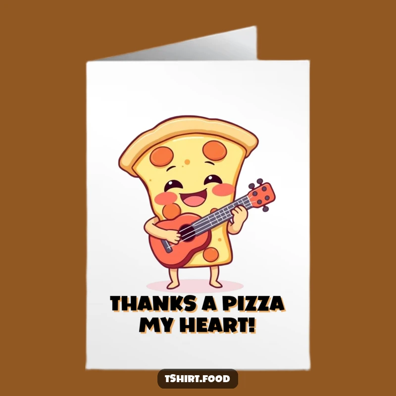 Free Printable Thank You Card: Grateful Pizza Ukulele Serenade for Your Kind Gesture