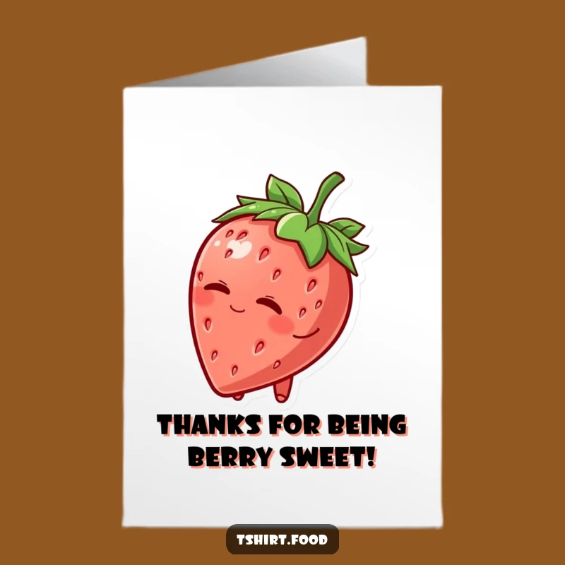 Free Printable Thank You Card: Winking Strawberry Thanks! Sweet &amp; Funny Gratitude - Print Now!