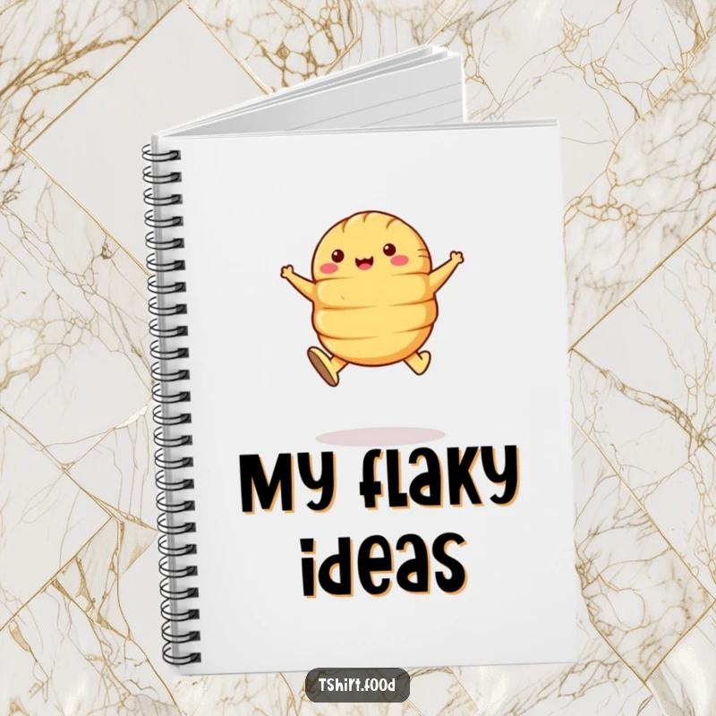 Funny Croissant Leap Notebook: A happy croissant with butter shoes jumps, perfect for jotting down creative ideas.