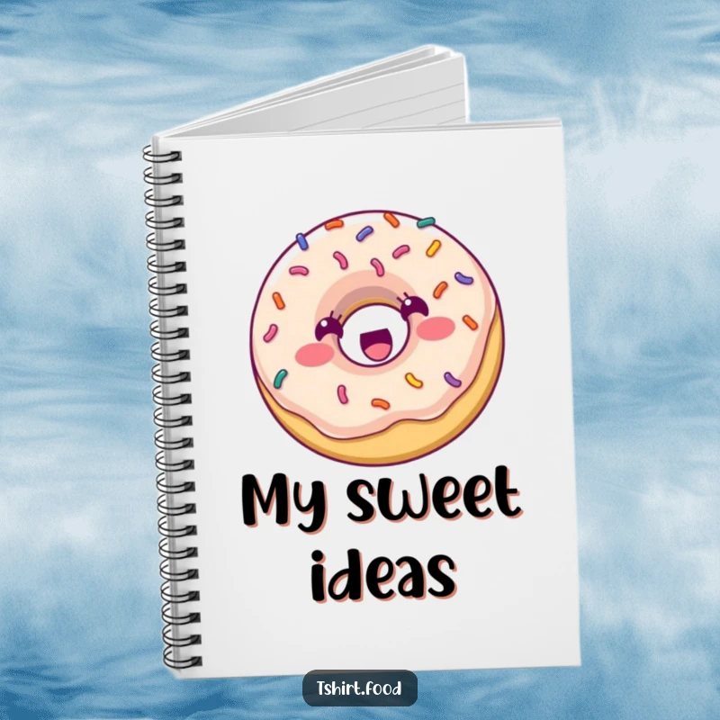 Funny Notebook: A smiling donut with vibrant sprinkles is captured bouncing with joy, ready to hold all your sweet thoughts.