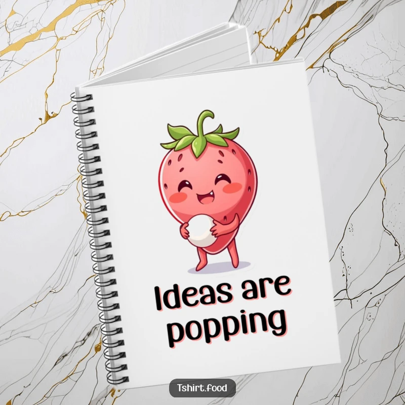 Funny Strawberry Notebook: A joyful strawberry character bounces a tiny ball, inspiring playful notes and sweet thoughts.