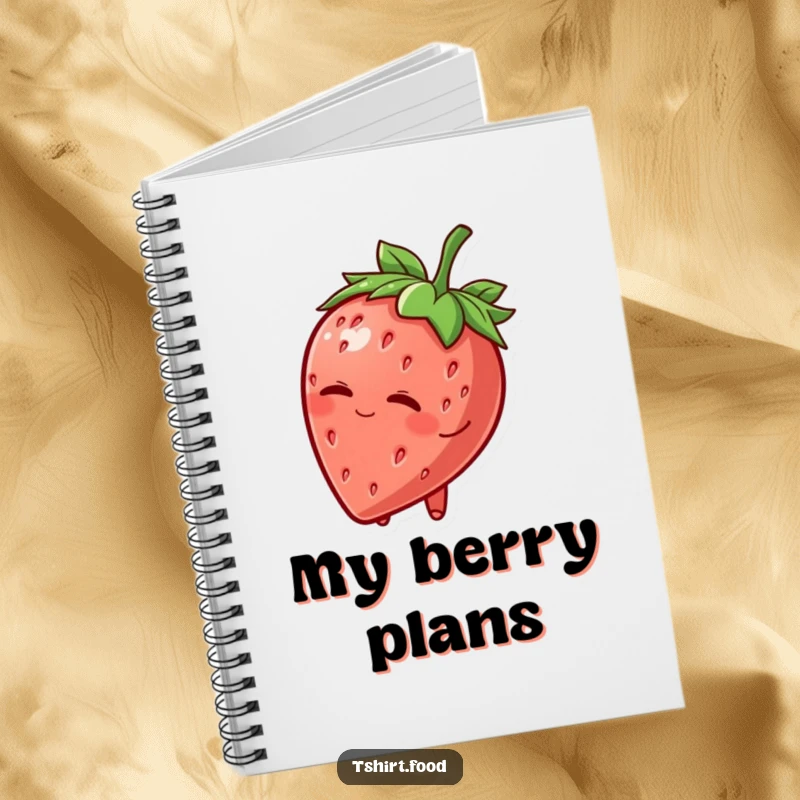 Funny Notebook: A smiling strawberry character tips its leafy hat and winks, ready to hold all your charming thoughts and secrets.