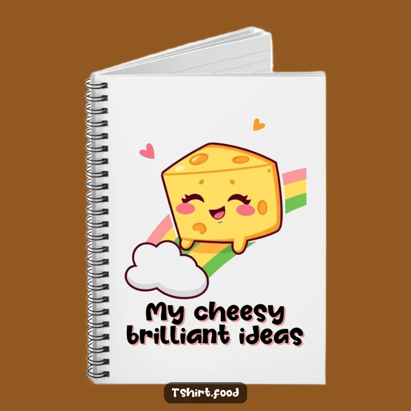 Funny Winking Cheese Wedge Rainbow Notebook, Jot Down Ideas with Cheesy Humor