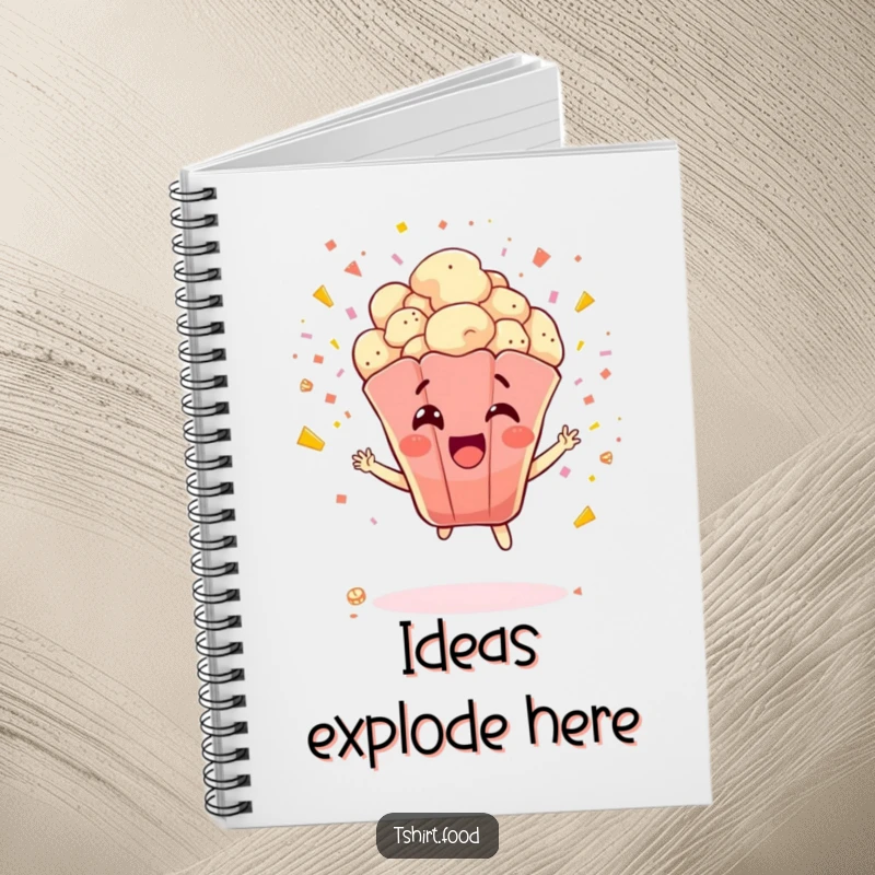 Funny Popcorn Notebook: A jubilant popcorn kernel explodes with confetti, inspiring fun notes and celebratory ideas.