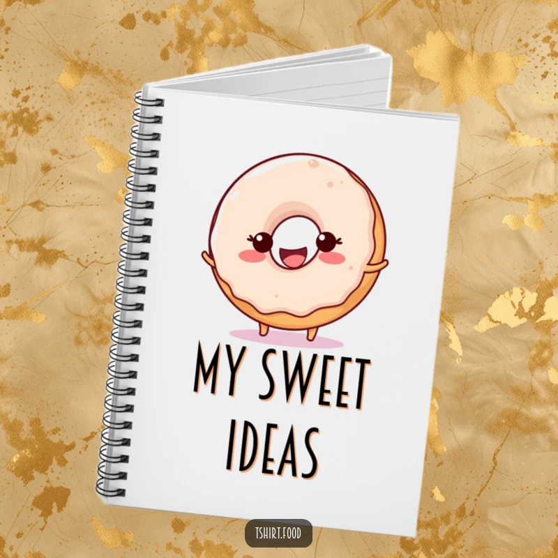 Funny Donut Ball Bounce Notebook with a happy donut character and a big smile, energetically bouncing a ball, ideal for journaling.