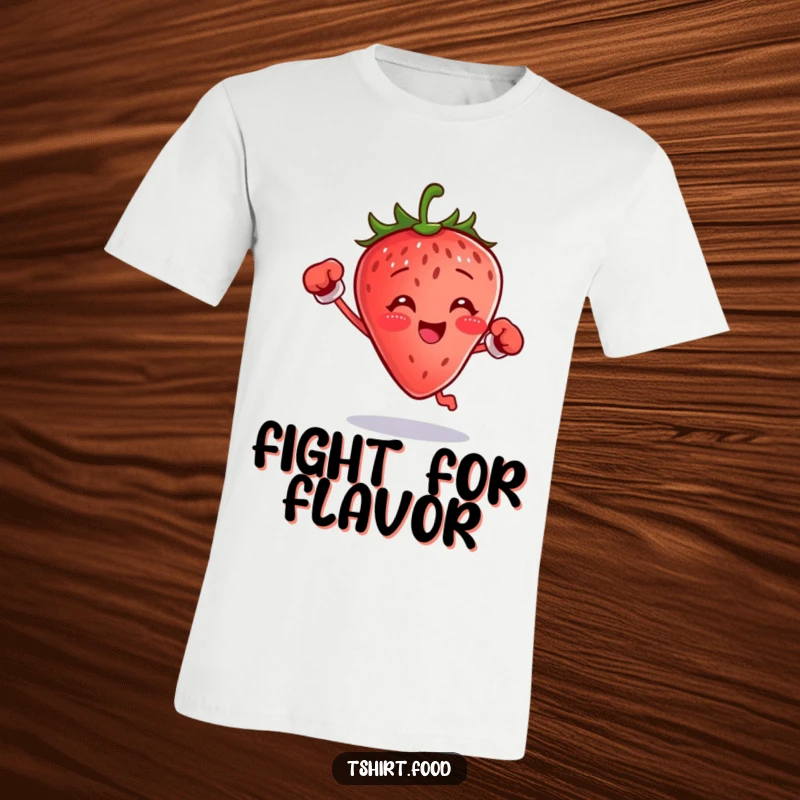 Funny boxing strawberry t-shirt with a small fruit jumping with gloves, ideal funny gift.