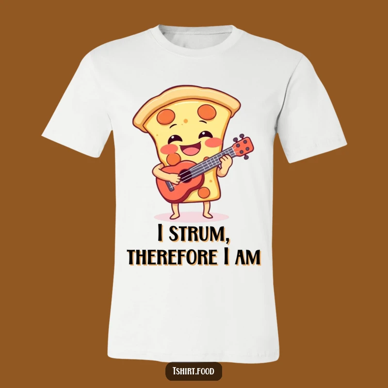 Funny Pizza Ukulele T-Shirt - Comical Music Foodie Tee for Ultimate Laughs!