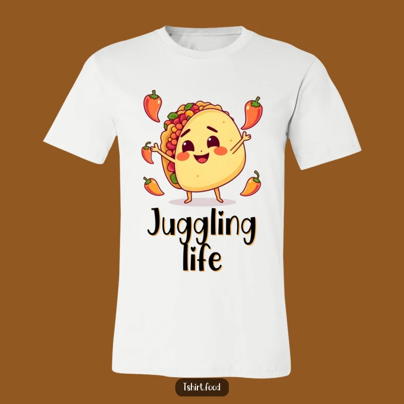 Funny Taco Juggling T-Shirt: Spicy Character, Hilarious Foodie Apparel Gift