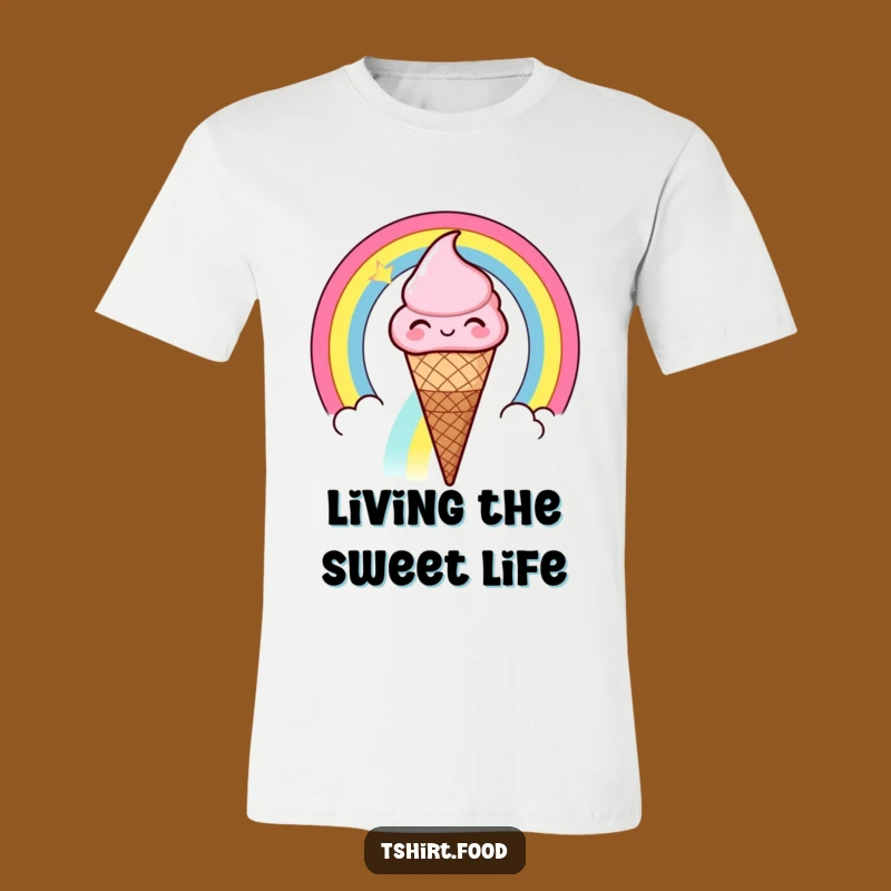 Funny Ice Cream Rainbow T-Shirt: Winking Cone Tee - Hilarious Sweet Style!