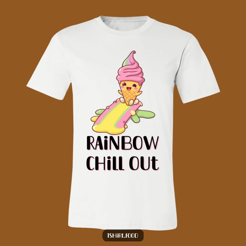 Funny Melting Ice Cream T-Shirt - Rainbow Adventure Graphic Tee Gift