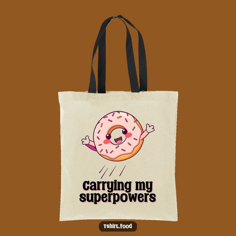 Funny Donut Superhero Landing Tote Bag: Carry Your Heroics in Style