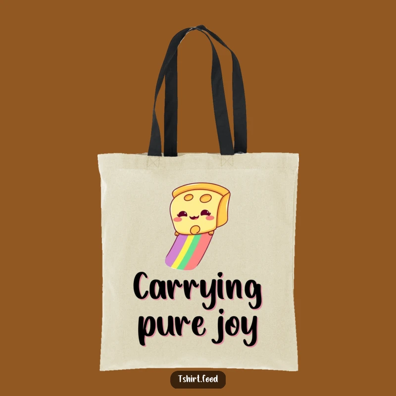 Funny Cheese Slice Tote Bag: Carry Rainbow Adventures, Giddy Gift Bag!