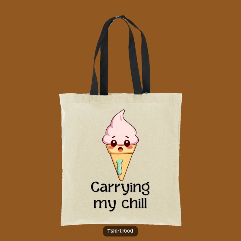 Funny Melting Ice Cream Tote Bag: Surprised Carrier, Perfect Gift