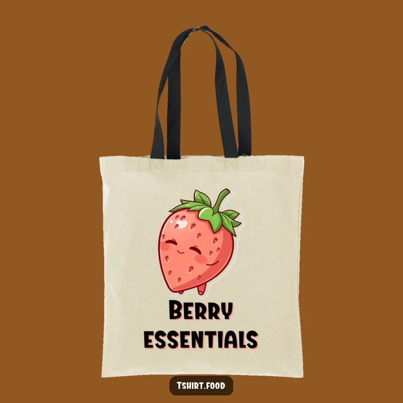 Funny Strawberry Hat Wink Tote Bag: Practical Fruit Character, Humorous Carryall