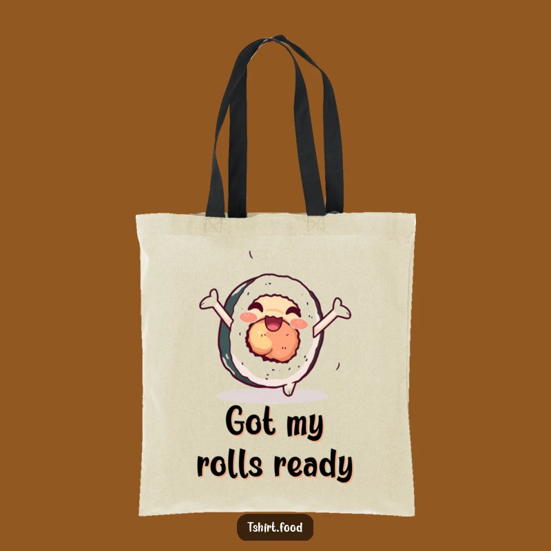 Funny Sushi Tote Bag: Cartwheeling Roll with Style, Practical Humorous Gift