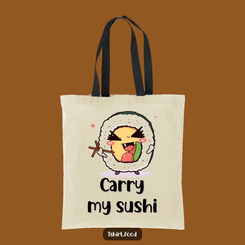Funny Winking Sushi Tote Bag - Reusable & Juggling Chopsticks Bag